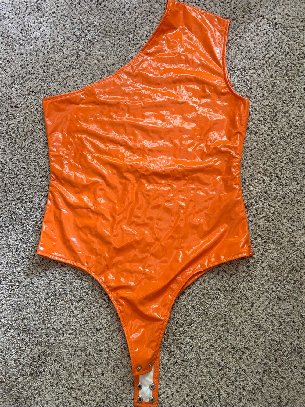 Finesse Shiny One-Shoulder Orange  Bodysuit